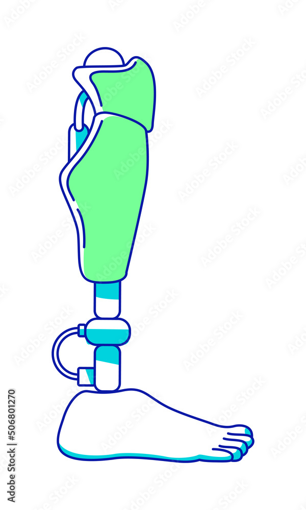 Aufkleber leg prothesis semi flat color vector element. full sized object on white. bionic implant. replace mi
