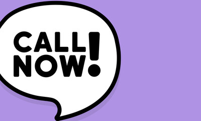 Speech bubble with Call now text. Boom retro comic style. Pop art style. Vector line icon for Business and Advertising