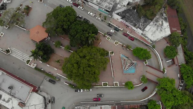 Ciudad de Valle City, Central Park, San Luis Potosi, Mexico, Drone Shot, Cloudy weather