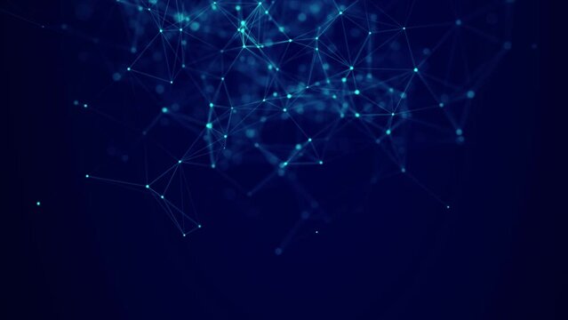 Abstract geometric background with connecting points and lines. Abstract blue digital background. Network concept. Big data complex with compounds. 3D rendering.