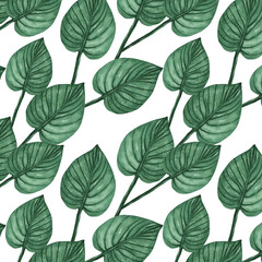 Tropical seamless pattern with palm leaves. Modern abstract design for paper, cover, fabric, interior decor and other users.