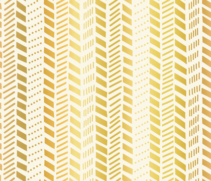 Golden abstract seamless vector background. Gold foil arrows herringbone isolated on white repeating pattern. Doodle chevron hand drawn striped cute elegant geometric vertical stripe texture .