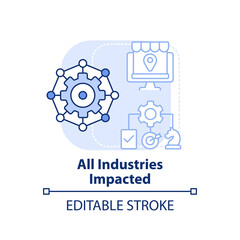 All industries impacted light blue concept icon. Digital first mindset is essential abstract idea thin line illustration. Isolated outline drawing. Editable stroke. Arial, Myriad Pro-Bold fonts used