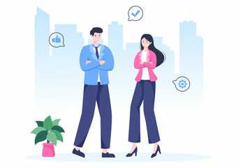 CEO or Chief Executive Officer Cartoon Illustration Businessman Work in Company as President Speech and Public Speaker in Flat Style Design