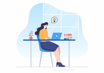 CEO or Chief Executive Officer Cartoon Illustration Businessman Work in Company as President Speech and Public Speaker in Flat Style Design