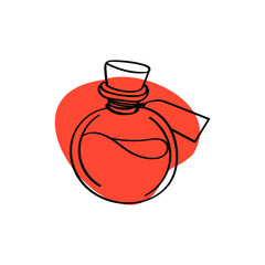 magic bottle hand drawn icon on the wite background