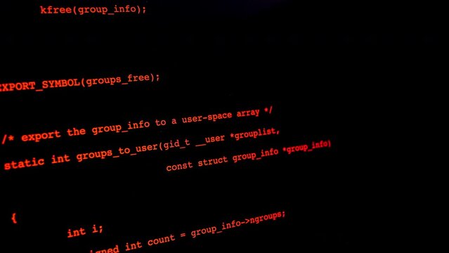 Developer is browsing html code on the computer screen. Scroll of HTML Web Page Code. Programming code abstract technology background. Computer script concept. High quality 4k footage