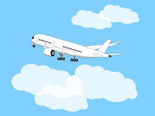 飛んでいる飛行機のイラスト

