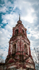 Fototapeta na wymiar old abandoned Orthodox bell tower
