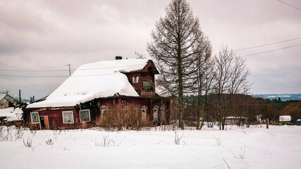 abandoned old wooden house