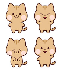 トラ猫ポーズセット/立つ・万歳・お辞儀・挨拶