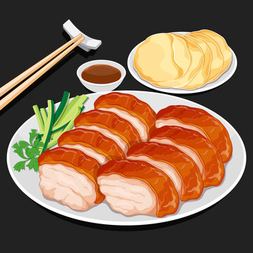 Chinese food peking duck from beijing menu illustration vector.