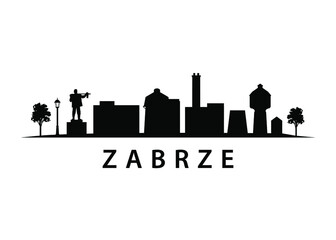Obraz premium Zabrze City Skyline in Poland, Silesian Town in Eastern Europe, Urban Landscape Panorama