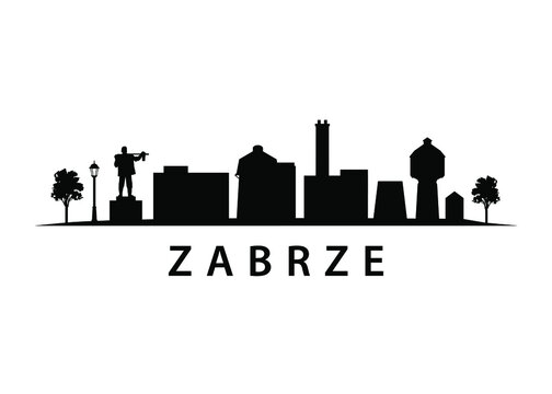 Zabrze City Skyline in Poland, Silesian Town in Eastern Europe, Urban Landscape Panorama