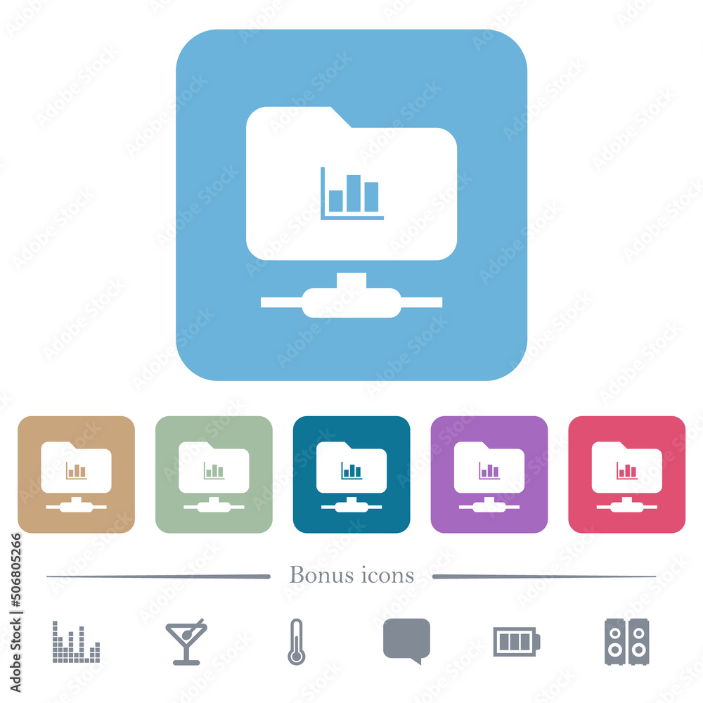 Poster ftp statistics flat icons on color rounded square backgrounds