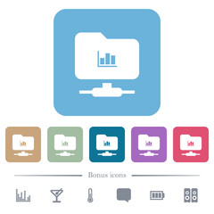 FTP statistics flat icons on color rounded square backgrounds