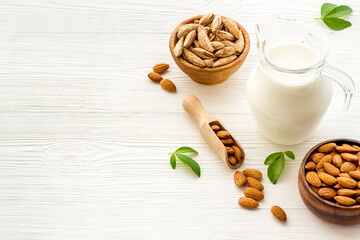 Vegan non dairy drink - sweet almond milk with nuts