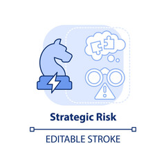 Strategic risk light blue concept icon. Risk category abstract idea thin line illustration. Inadequate solutions. Isolated outline drawing. Editable stroke. Arial, Myriad Pro-Bold fonts used
