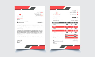 Modern red & black professional business stationery set
