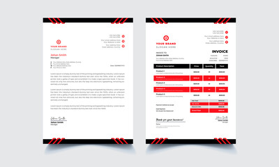 Modern red & black professional business stationery set
