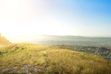 Fototapeta na wymiar Green hills with landscape view