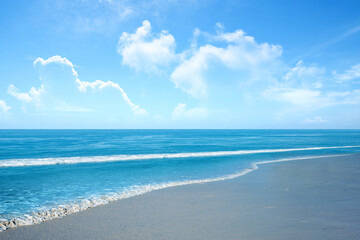 Fototapeta na wymiar Sandy beach with the blue ocean