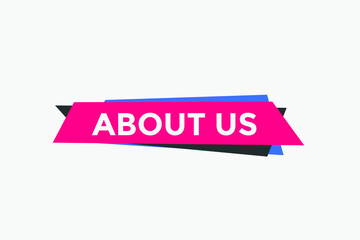 About us button. About us text template for website. About us icon flat style
