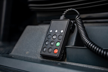 Close up of truck suspension remote controller 