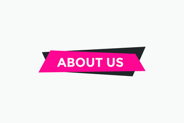 About us button. About us text template for website. About us icon flat style
