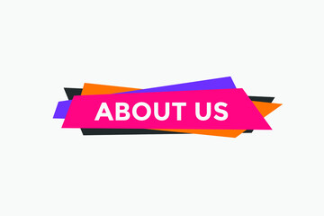 About us button. About us text template for website. About us icon flat style
