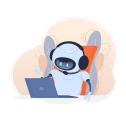 Flat chat bot for web design. Flat isometric vector illustration. Artificial intelligence