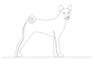 dog drawing in one continuous line, isolated