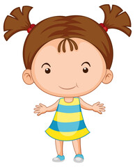 Cute girl cartoon character on white background