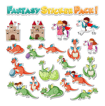 Sticker set of Fairy tale characters