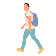 man walking in flat design isolated, vector
