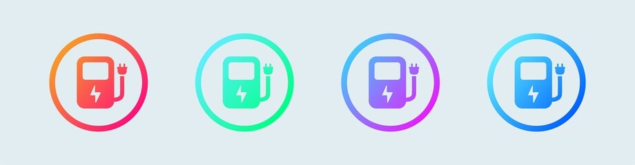 Electromobile charging station sign in gradient colors.