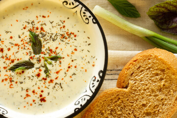  Homemade delicious yogurt soup. Turkish cuisine.