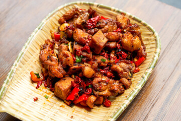 A classic dry fragrant and delicious Sichuan dish, spicy chicken