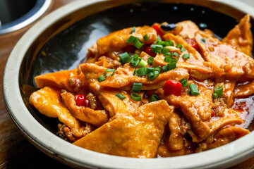 A classic and delicious Chinese dish, braised farm tofu in sauce