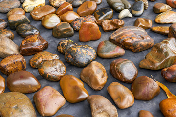 Close-up of shiny pile of pebbles