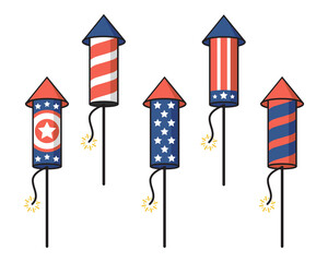 4th of July Fireworks Vector Set