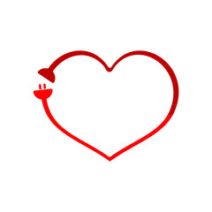 Heart with electrical plug. Medicine concept. St. Valentine's day concept.