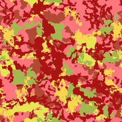 UFO camouflage of various shades of pink, red, green and yellow colors