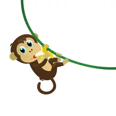 Wandaufkleber cartoon asian scene with animal monkey ape © honeyflavour