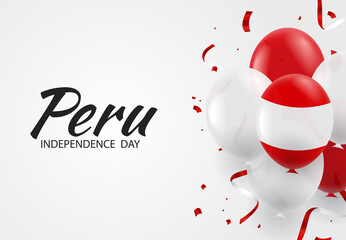 Vector Illustration of Peru Independence Day. Background with balloons.

