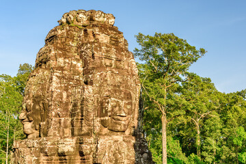 Giant stone face of Bayon temple, Cambodia