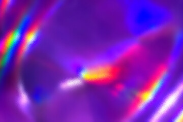 Blurry abstract iridescent holographic foil background. Pastel psychedelic gradient surface banner