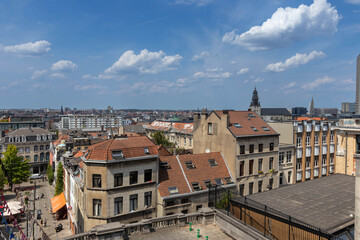 Fototapeta na wymiar Rue de l'Epee and the city as viewed from L'Ascenseur, Brussels, Belgium 