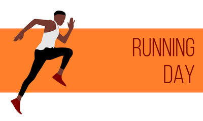 Flat illustration of running man. Global running day poster.