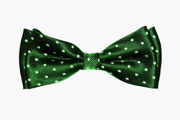 Green bow isolated on white background.